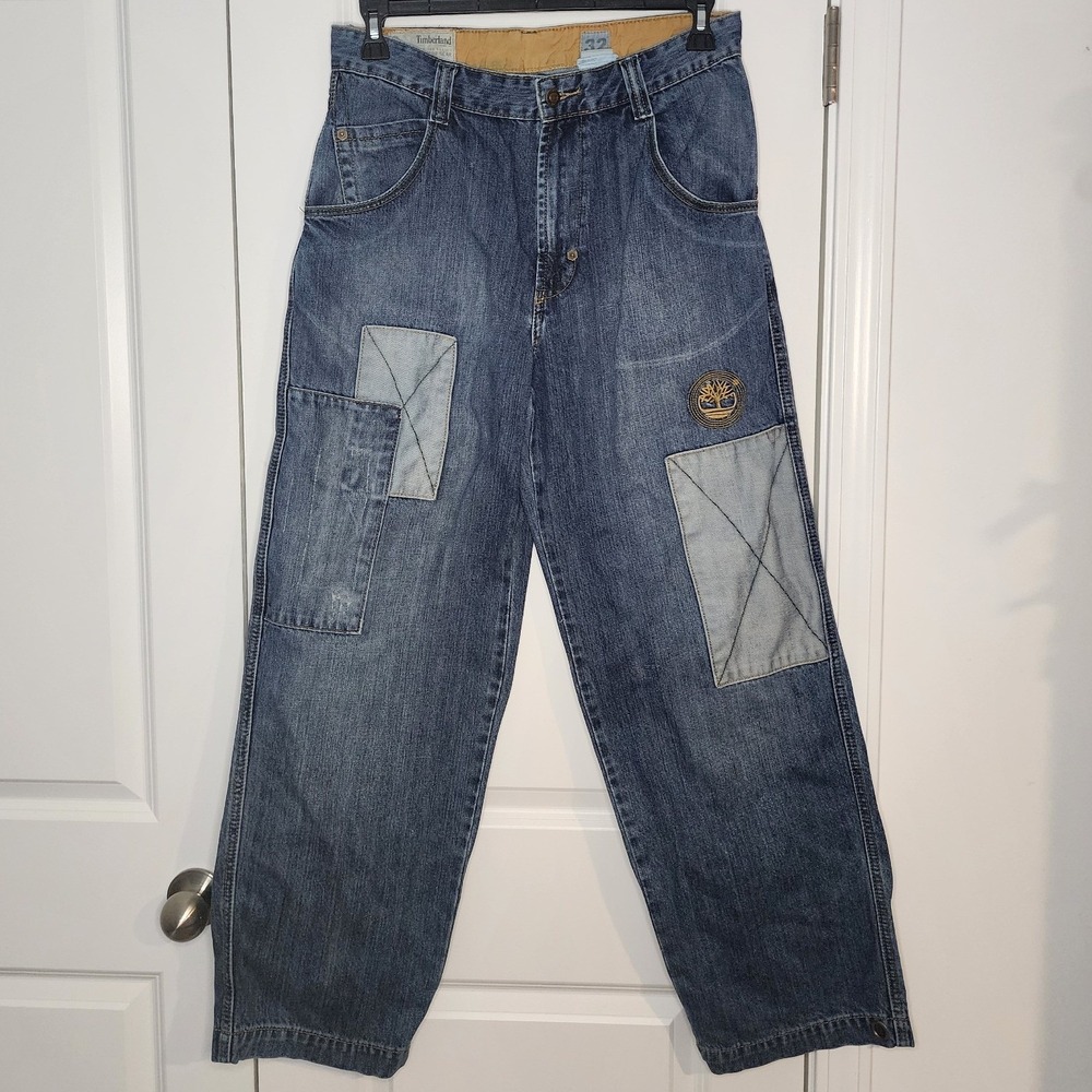 Timberland Authentic Outdoor Gear Patchwork Relaxed Wide Leg Jeans Mens 32x31